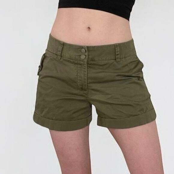 H&M Olive Green Mini Denim Shorts - Picture 1 of 7